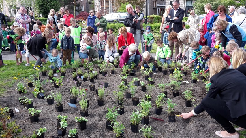 Kinderen SKRS planten plantjes voor 600 jaar Schagen 