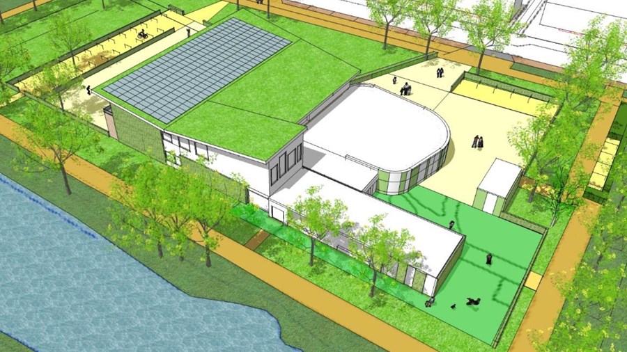Het pand van IKC De Rank NA de aanbouw